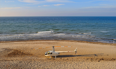 Helikopter Rotorflug am Strand